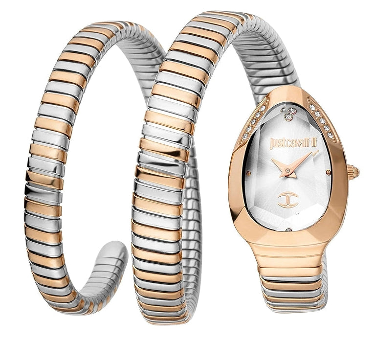 Just Cavalli Glam Evo 4 White Dial Two Tone Steel Strap Watch for Women - JC1L209M0075