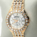 Bulova Phantom White Dial with Swarovski Baguettes Rose Gold Steel Strap Watch for Women - 98L268
