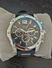 Guess Intrepid Chronograph Black Dial Two Tone Steel Strap Watch for Men - W0167G1