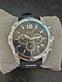 Guess Intrepid Chronograph Black Dial Two Tone Steel Strap Watch for Men - W0167G1