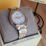 Michael Kors Mindy Three Hand White Dial Two Tone Steel Strap Watch For Women - MK7084