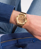 Guess Scope Gold Dial Gold Steel Strap Watch for Men - GW0454G2
