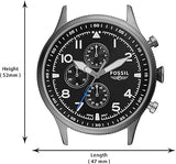 Fossil Retro Pilot Chronograph Black Dial Grey Steel Strap Watch for Men - FS5834