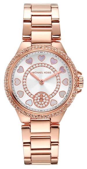 Michael Kors Camille Multifunction White Dial Rose Gold Steel Strap Watch For Women  - MK4700