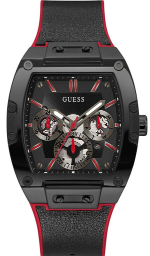 Guess Phoenix Multifunction Black Dial Black & Red Rubber Strap Watch for Men - GW0202G7