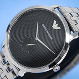 Emporio Armani Classic Quartz Black Dial Silver Steel Strap Watch For Men - AR11161