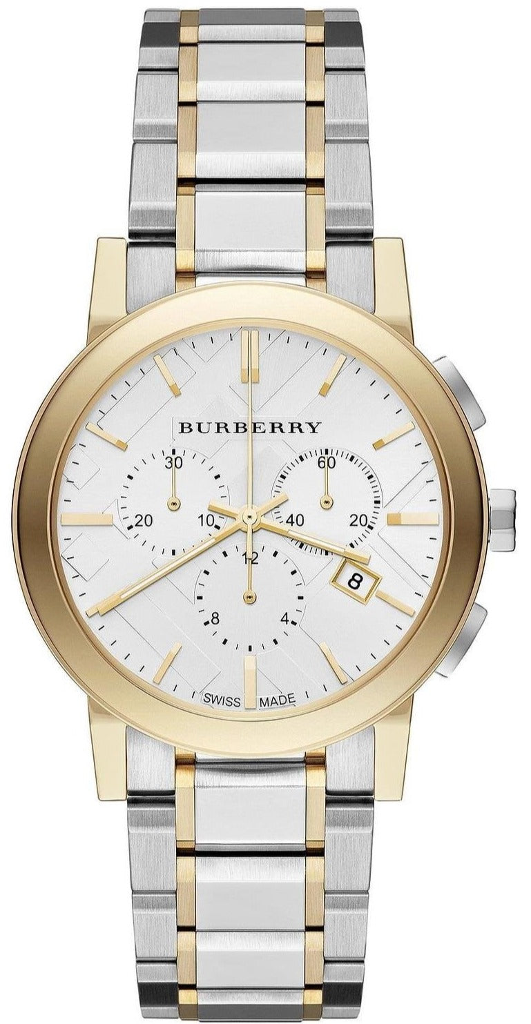 Burberry The City White Dial Two Tone Steel Strap Watch for Men - BU97