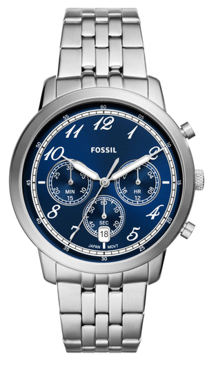 Fossil Neutra Chronograph Blue Dial Silver Steel Strap Watch for Men - FS6025