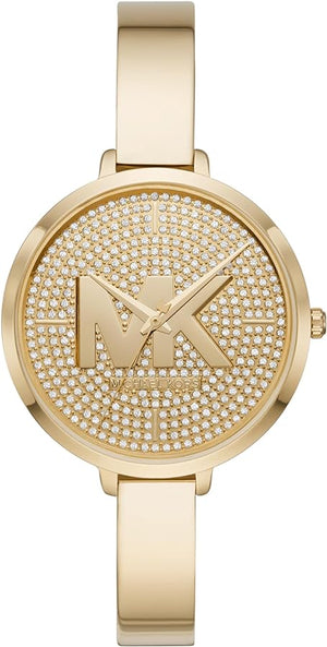 Michael Kors Parker Crystals Gold Dial Gold Steel Strap Watch For Women - MK4469