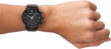 Emporio Armani Dress Chronograph Black Dial Black Leather Strap Watch For Men - AR1918