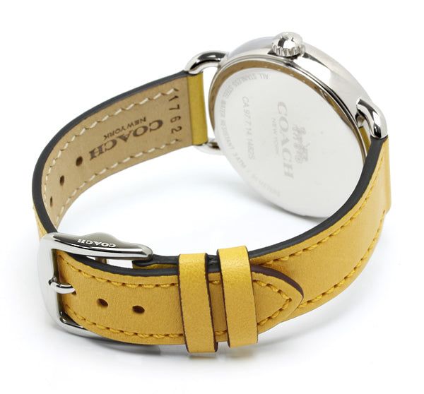 Coach Delancey White Dial Yellow Leather Strap Watch for Women - 14502882