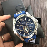 Guess Sport Multifunction Blue Dial Blue Rubber Strap Watch For Men - W0167G3