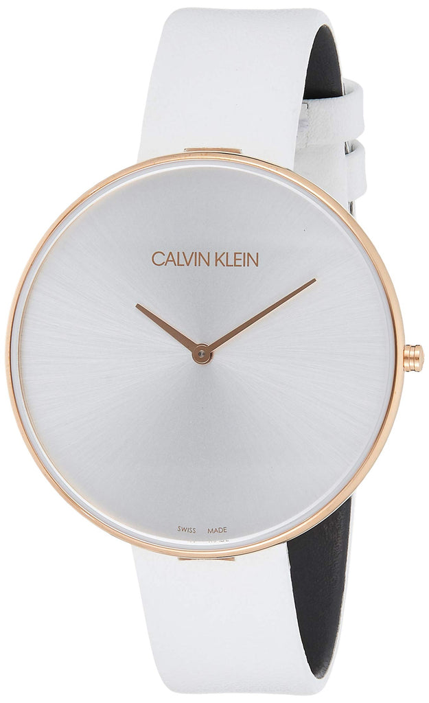 Calvin Klein Full Moon White Dial White Leather Strap Watch for Women - K8Y236L6