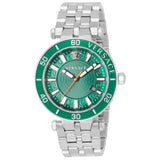 Versace Greca Sport Quartz Green Dial Silver Steel Strap Watch For Men - VEZ300421