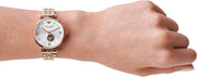 Emporio Armani Meccanico Gianni T-Bar Silver Dial Rose Gold Steel Strap Watch For Women - AR60023