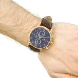 Tommy Hilfiger Kane Chronograph Quartz Blue Dial Brown Leather Strap Watch for Men - 1791399