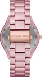 Michael Kors Slim Runway Pink Dial Pink Steel Strap Watch For Women - MK4456