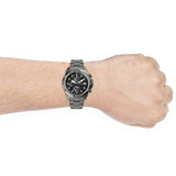 Fossil Bronson Chronograph Black Dial Grey Steel Strap Watch for Men - FS5852