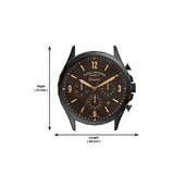 Fossil Forrester Chronograph Black Dial Brown Leather Strap Watch for Men - FS5608