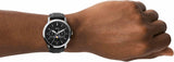 Fossil Neutra Minimalist Moonphase Black Dial Black Leather Strap Watch for Men - FS5904