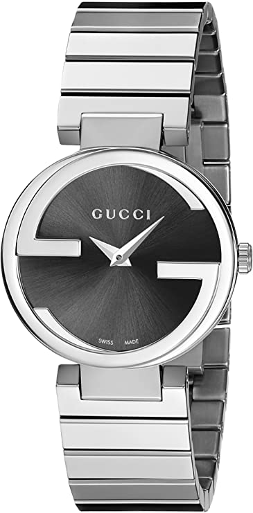 Gucci Interlocking G Quartz Black Dial Black Steel Strap Watch For