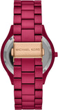 Michael Kors Slim Runway Red Dial Red Steel Strap Watch For Women - MK4505