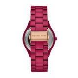 Michael Kors Slim Runway Red Dial Red Steel Strap Watch For Women - MK4505