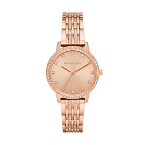 Michael Kors Melissa Three Hand Rose Gold Dial Rose Gold Steel Strap Watch For Women - MK4369