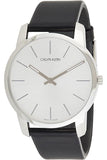 Calvin Klein Post Minimal Silver Dial Black Leather Strap Watch for Men - K7622185