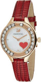 Swarovski Lovely Crystals Analog White Dial Red Leather Strap Watch for Women - 5297584