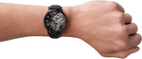 Emporio Armani Meccanico Skeleton Black Dial Black Leather Strap Watch For Men - AR60046