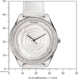 Guess Rosette Analog White Dial White Leather Strap Watch For Women - W75043L1