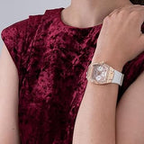 Guess Raven Diamonds Rose Gold Dial White Silicone Strap Watch for Women - GW0105L3