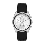 Michael Kors Hadyn Chronograph Silver Dial Black Rubber Strap Watch for Women - MK7486