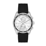 Michael Kors Hadyn Chronograph Silver Dial Black Rubber Strap Watch for Women - MK7486