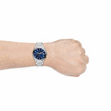 Fossil Everett Chronograph Blue Dial Silver Steel Strap Watch for Men - FS5795