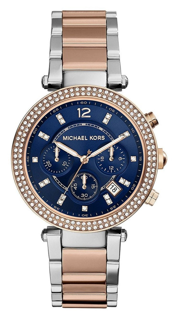 Kors Uhr Michael Kors Damenuhr Silber Blau Michael Kors Parker Uhr
