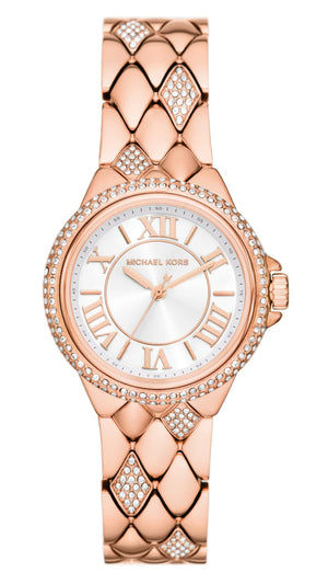 Michael Kors Camille Analog Silver Dial Rose Gold Steel Strap Watch for Women - MK4810