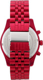 Michael Kors Lexington Chronograph Red Dial Red Steel Strap Watch For Men - MK8814