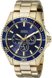 Guess Chaser Multifunction Blue Dial Gold Steel Strap Watch for Men - W0172G5