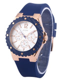 Guess Overdrive White Dial Blue Rubber Strap Watch for Women - W0149L5