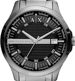 Armani Exchange Hampton Chronograph Black Dial Silver Steel Strap Watch For Men - AX2103