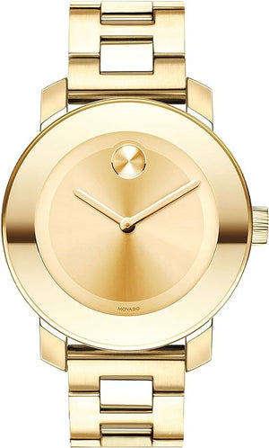 Movado Bold Gold Dial Yellow Gold Steel Strap Watch for Women - 3600104