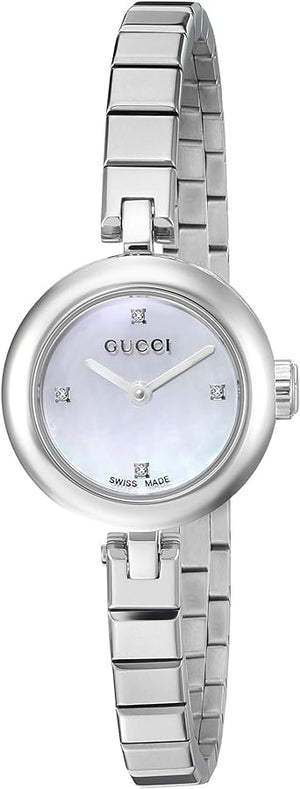 Gucci Diamantissima Quartz Diamonds White Dial Silver Steel Strap Watch For Women - YA141503