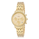 Fossil Neutra Chronograph Gold Dial Gold Steel Strap Watch for Women - ES5219