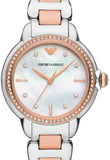 Emporio Armani Three Hand Quartz Mother of Pearl Dial Two Tone Steel Strap Watch For Women - AR11569