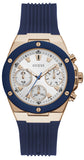 Guess Athena White Dial White Dial Blue Rubber Strap Watch For Women - GW0030L5