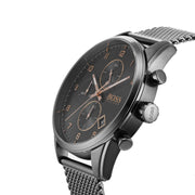 Hugo Boss Skymaster Chronograph Grey Dial Grey Mesh Bracelet Watch for Men - 1513837