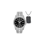 Bulova Crystal Collection Black Dial Silver Steel Strap Watch for Men - 96K104