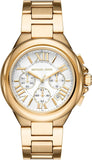 Michael Kors Camille Chronograph White Dial Gold Steel Strap Watch For Women - MK7270